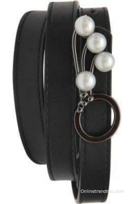 Urbaano Girls Evening/Party Black Artificial Leather Belt(LO4-BLK)